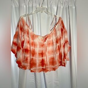 Women’s VINTAGE HAVANA Orange Tie Dye Flowy Off Shoulder Blouse Sz S